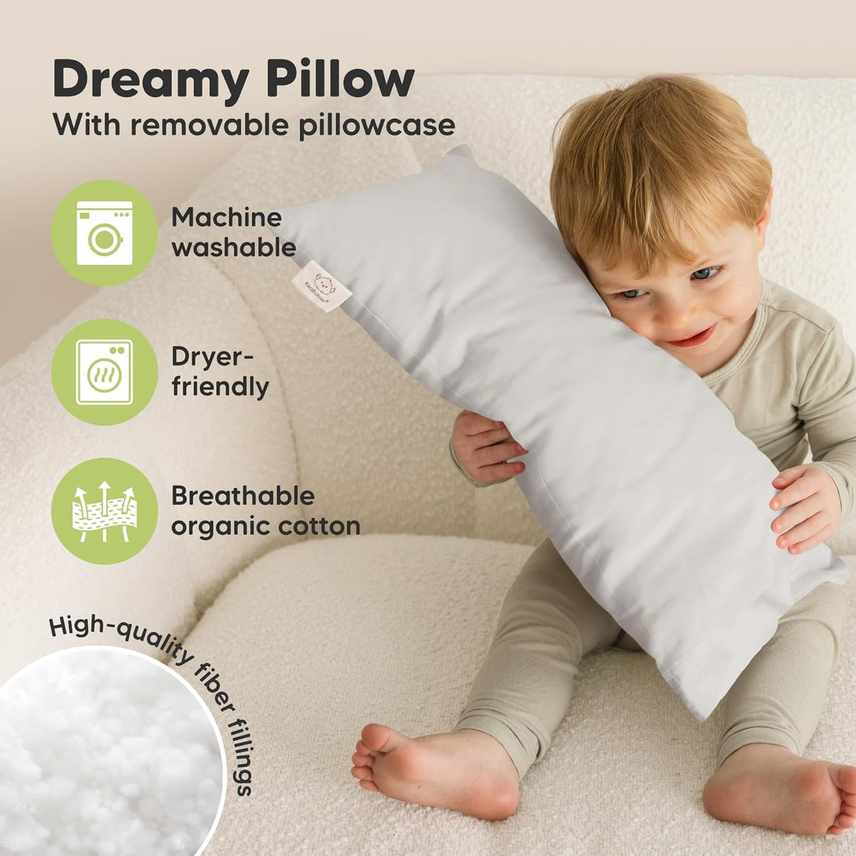 Toddler Pillow with Pillowcase - 10x18 My Little Dreamy Kids Travel Bed Pillows for Sleeping