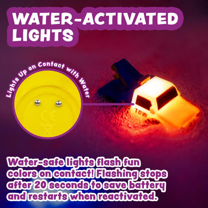 Tub Works® Emergency™ Cars Light Up Bath Toys, 6 Pack | Water-Activated Light Up Toys Flash &