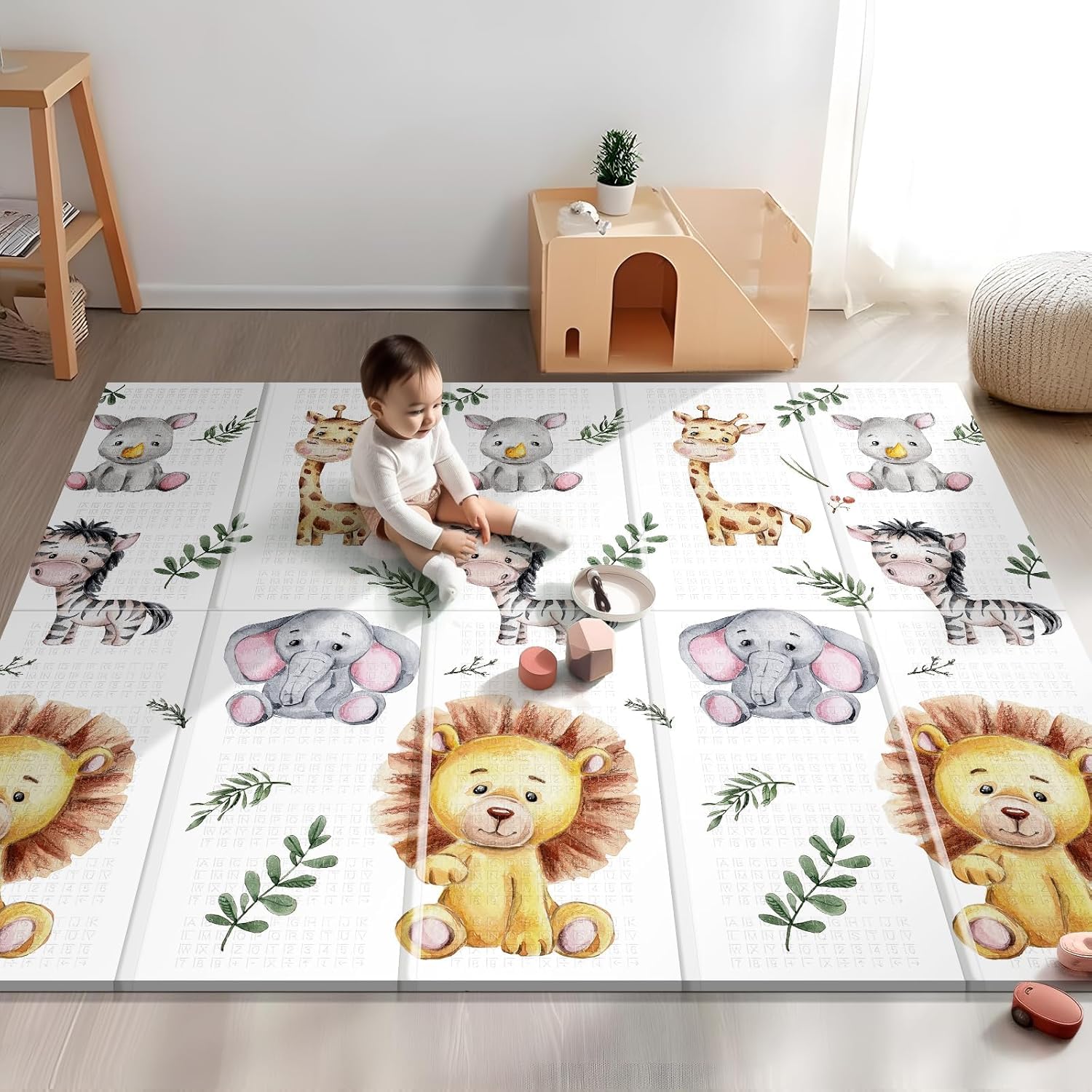 79 x 71 Foldable Large Play Mat for Babies, Non Toxic Foam Play Mat, Thick & Waterproof Baby