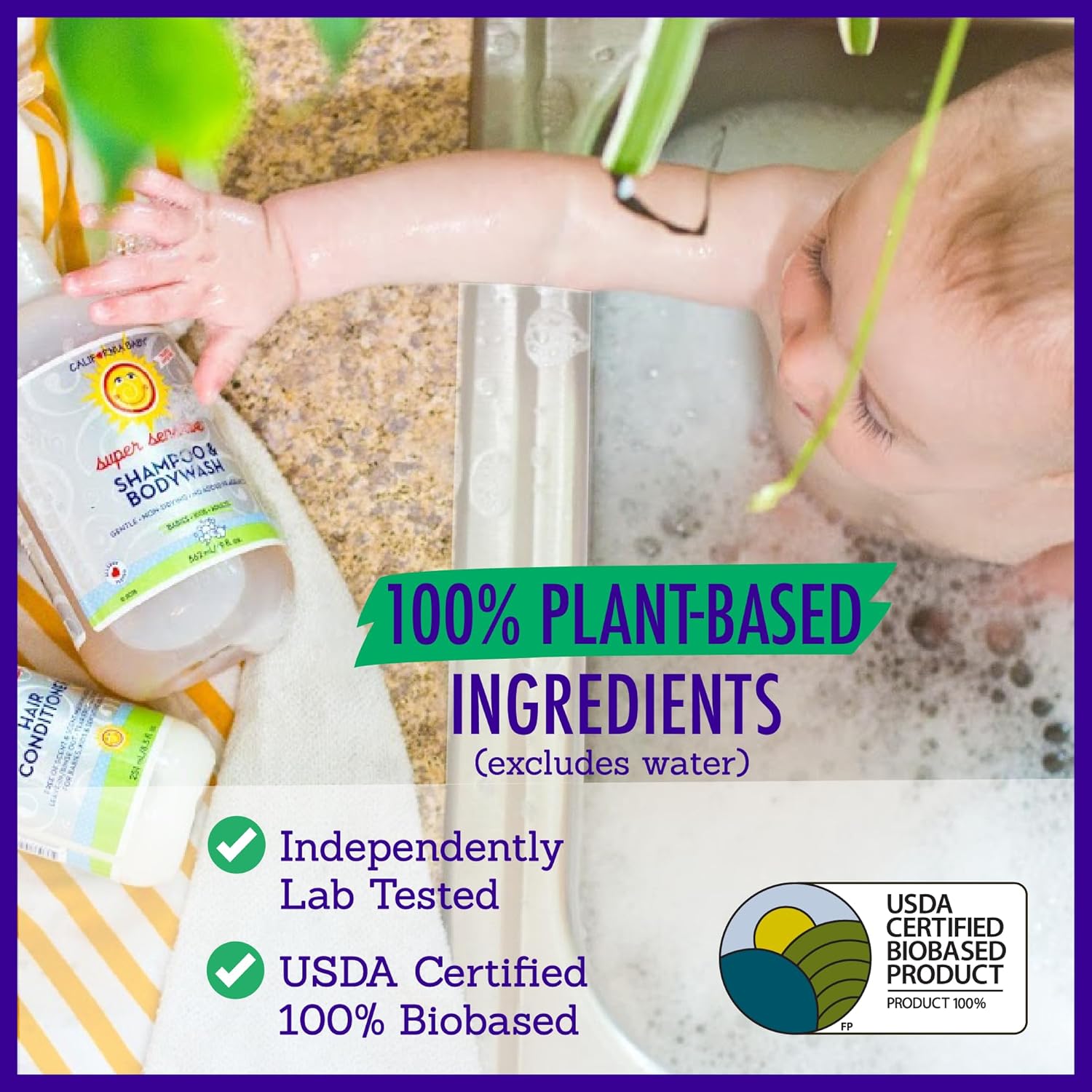 California Baby Super Sensitive Baby Shampoo + Baby Wash | 100% Plant-Based | Unscented Body Wash