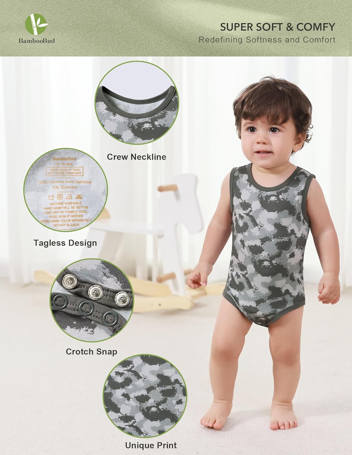 Baby Boy Girl Pajamas Toddler Infant Unisex Sleeveless Sleep Bodysuit Sleepwear Newborn Snap Snug