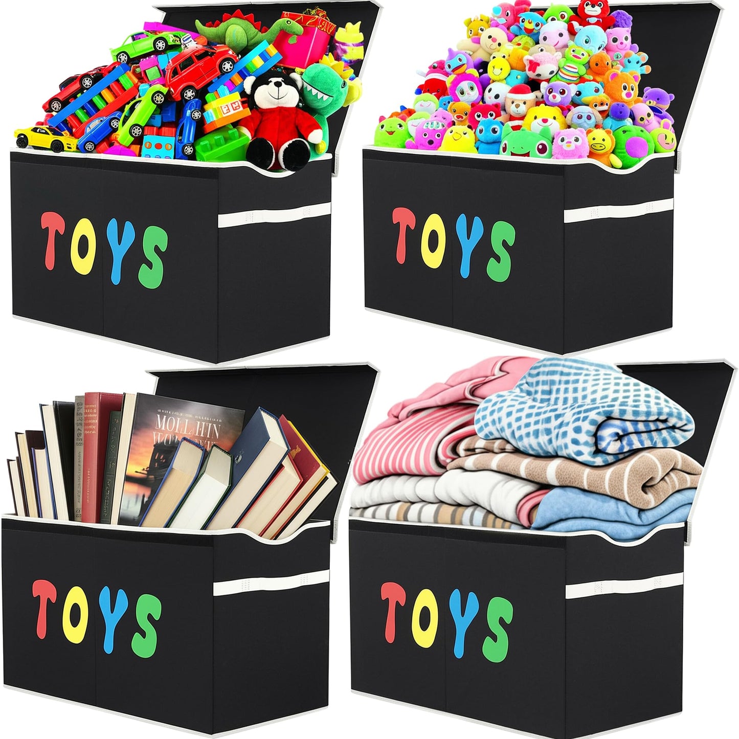 YOLOXO Toy Box Chest, Collapsible Sturdy Storage Bins with Lids, Extra Large Kids Toy Storage