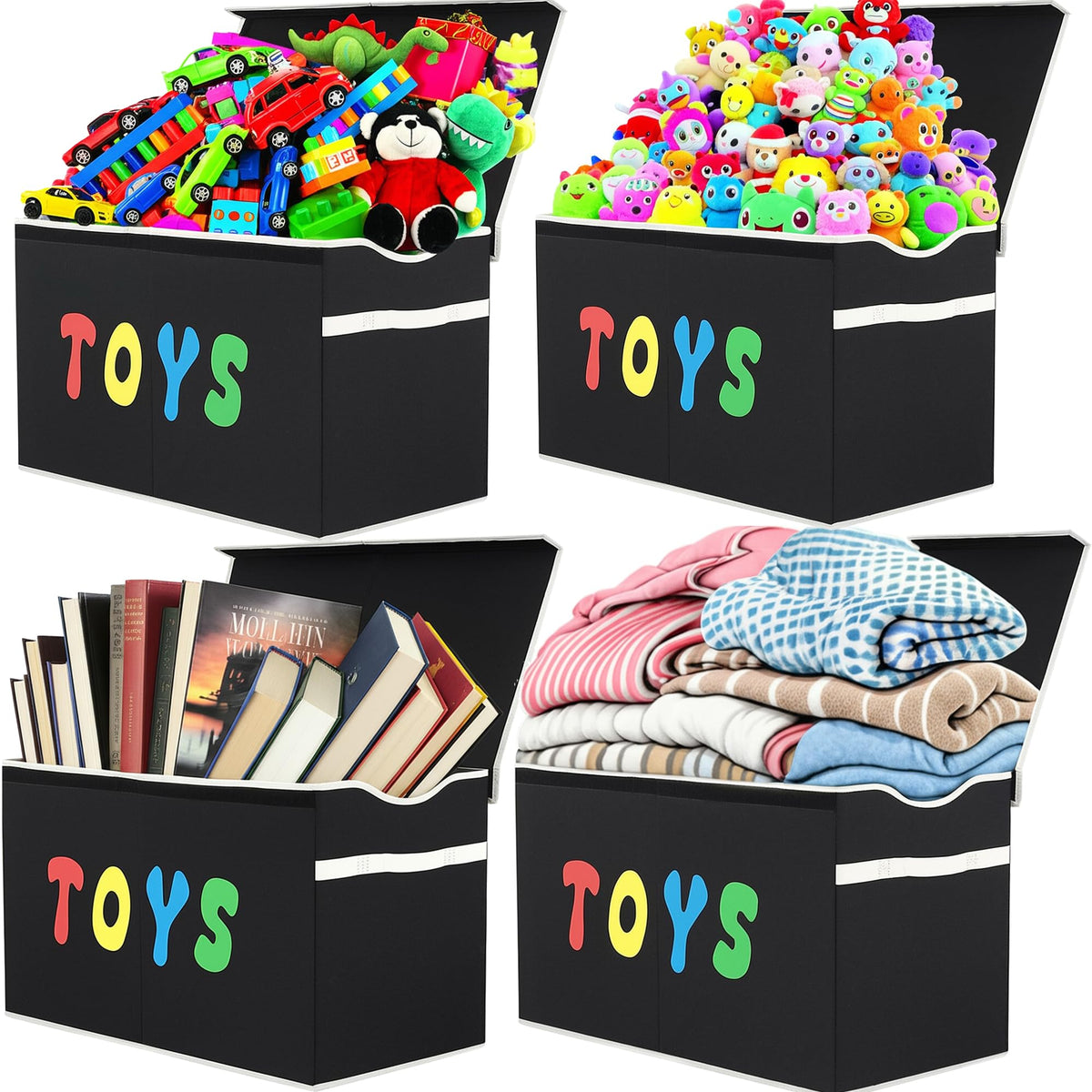 YOLOXO Toy Box Chest, Collapsible Sturdy Storage Bins with Lids, Extra Large Kids Toy Storage