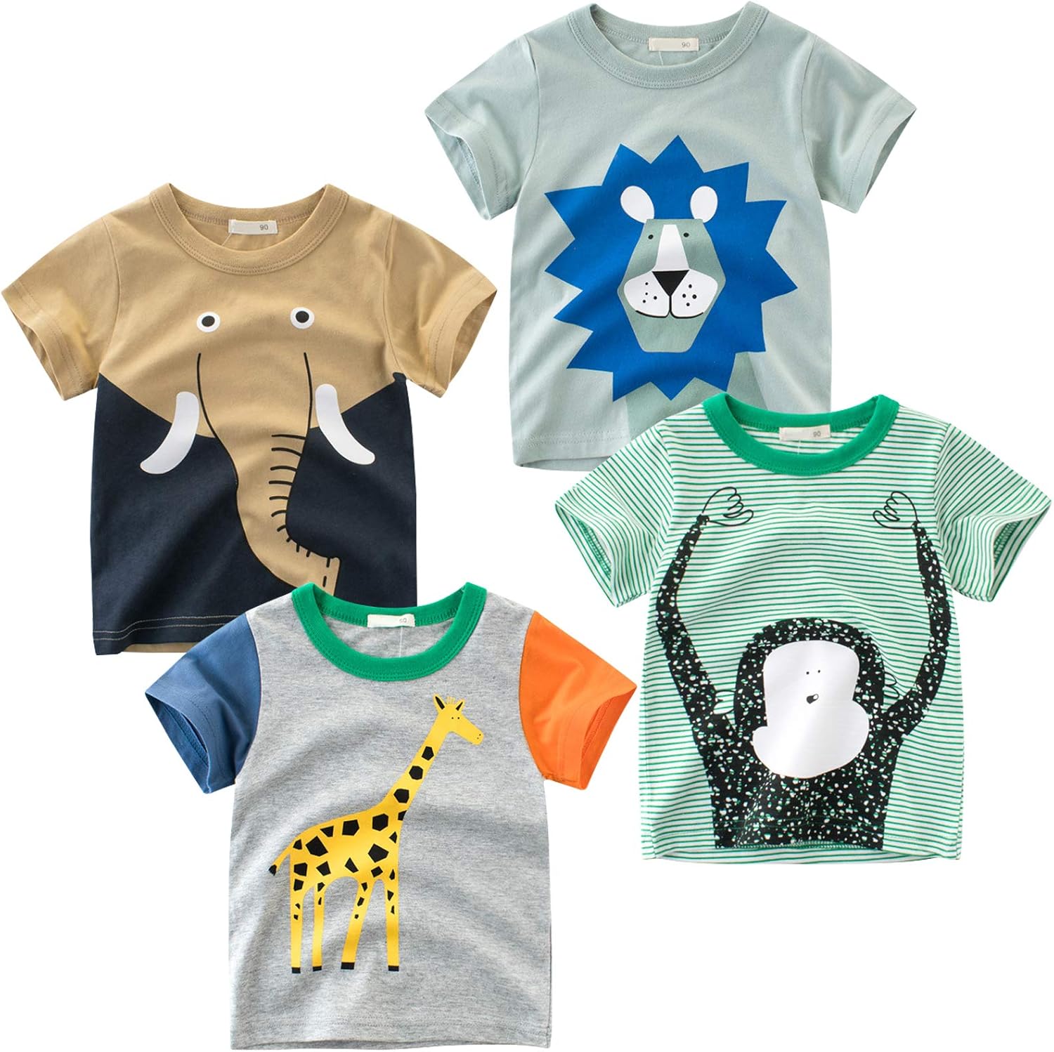 Boys' 4-Pack Excavator Short Sleeve Crewneck T-Shirts Top Tee Size 2-7 Years Toddler Boys' Value