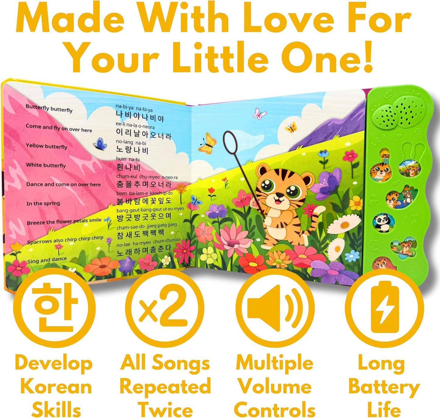 New! Learn Korean for Kids, Momo Learns Korean Vol. 2, Bilingual Korean Baby Book for Kids, Babies