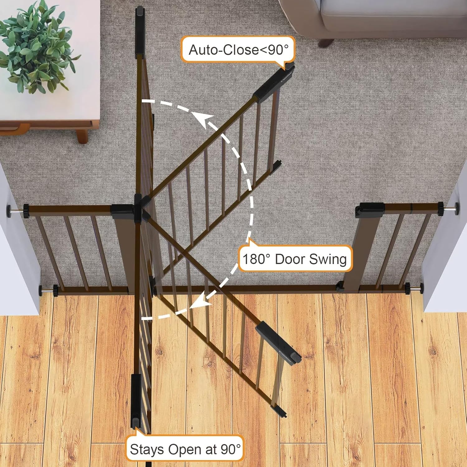 Cumbor 2 Pack 29.7-46" Baby Gate for Stairs, Mom's Choice Awards Winner-Auto Close Dog Gate for