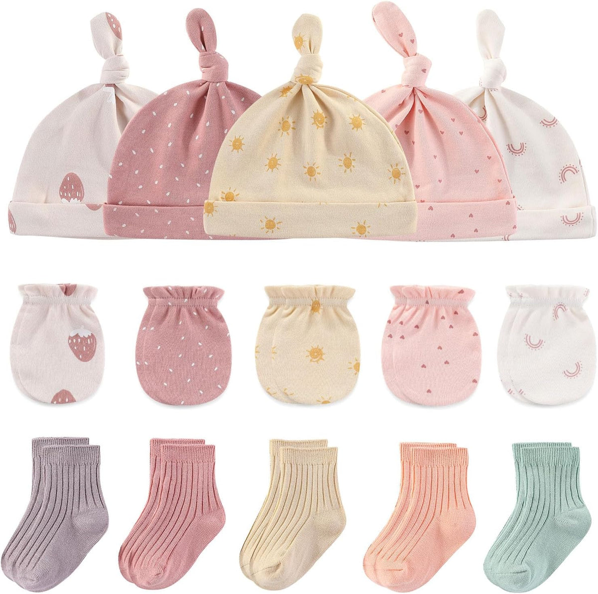 Baby Hats Mittens and Socks Set Cotton Newborn Hat Beanie Soft Infant Girls Boys Caps Gloves 0-6