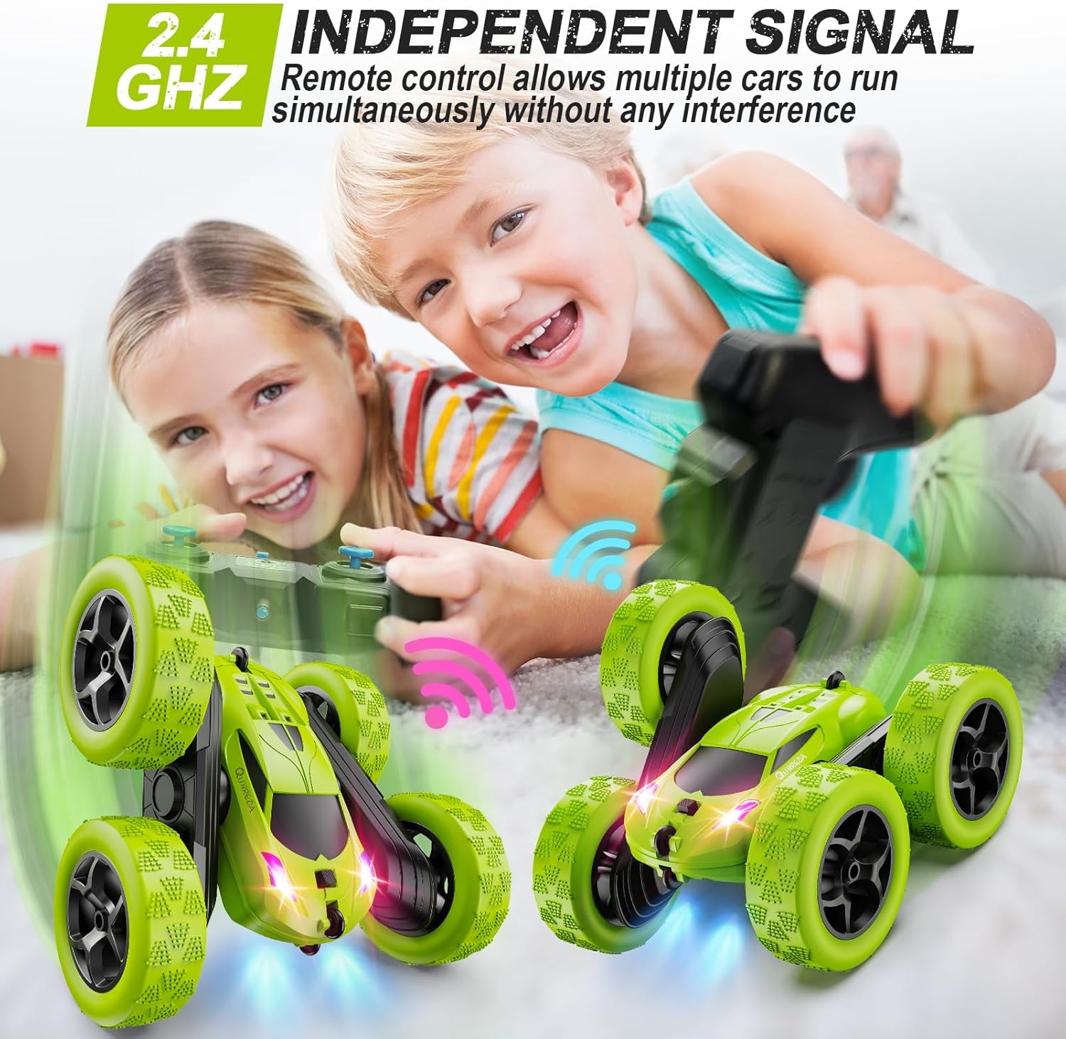 Remote Control Car for Kids Ages 6+, RC Cars Stunt Car Toy 4WD Double Sided 360° Rotating Remote