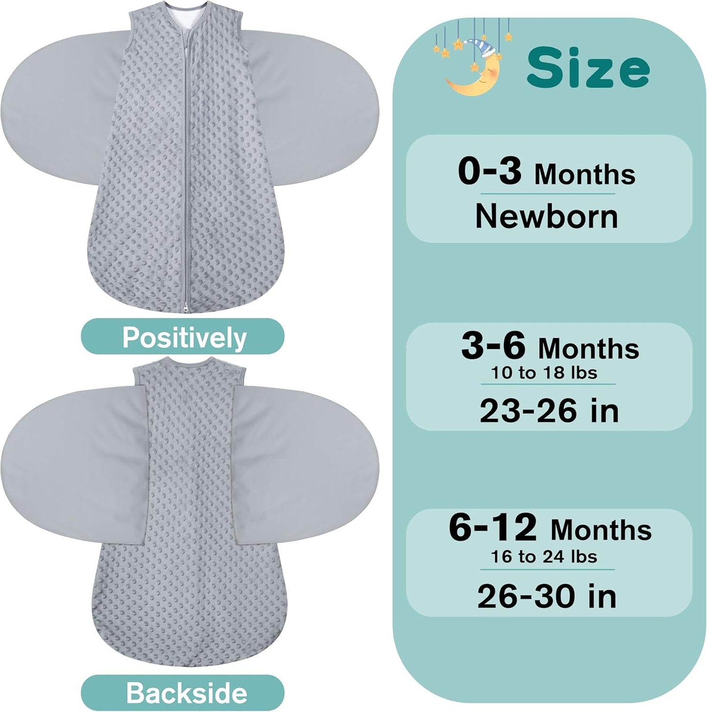 Fleece Newborn Sleep Sack Baby Swaddle,3-Way Adjustable Wearable Blanket,2 Pack Fleece Swaddling