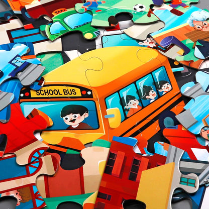 Jumbo Floor Puzzle for Kids,City Transportation Jigsaw Large Puzzles,48 Piece City Life Vehicle