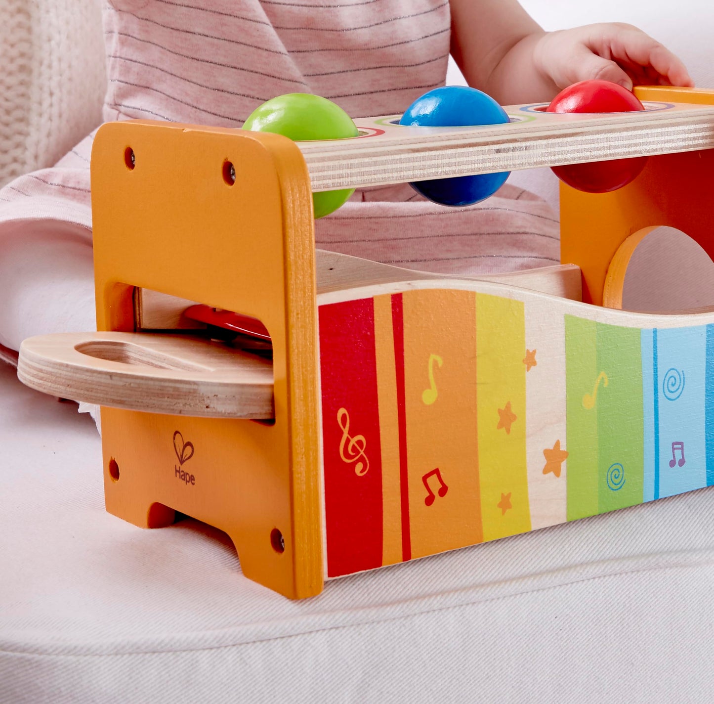 Hape Pound & Tap Bench with Slide Out Xylophone - Award Winning Durable Wooden Musical Pounding Toy