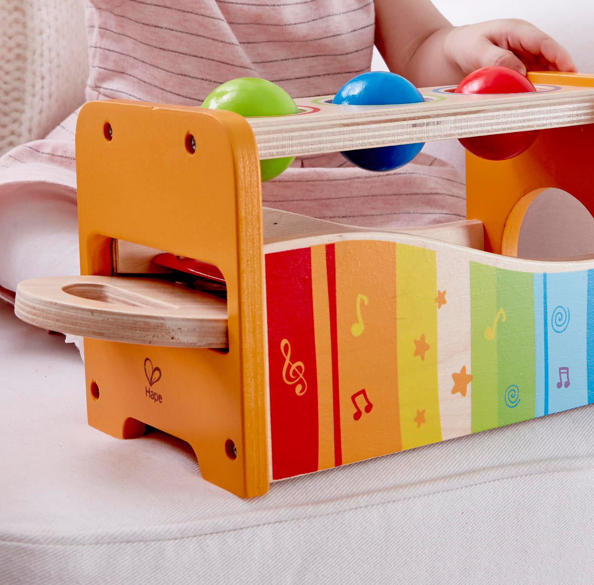 Hape Pound & Tap Bench with Slide Out Xylophone - Award Winning Durable Wooden Musical Pounding Toy