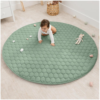 Comfy Cubs Round Kids Play Mat - Large 60 inches Soft Quilted Baby Floor Mat with Non-Slip Bottom