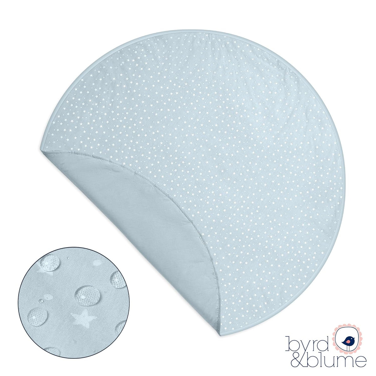 Byrd & Blume Round Baby Play Mat, Organic Cotton Soft Padded Nursery Floor Mat, Safe Hypoallergenic