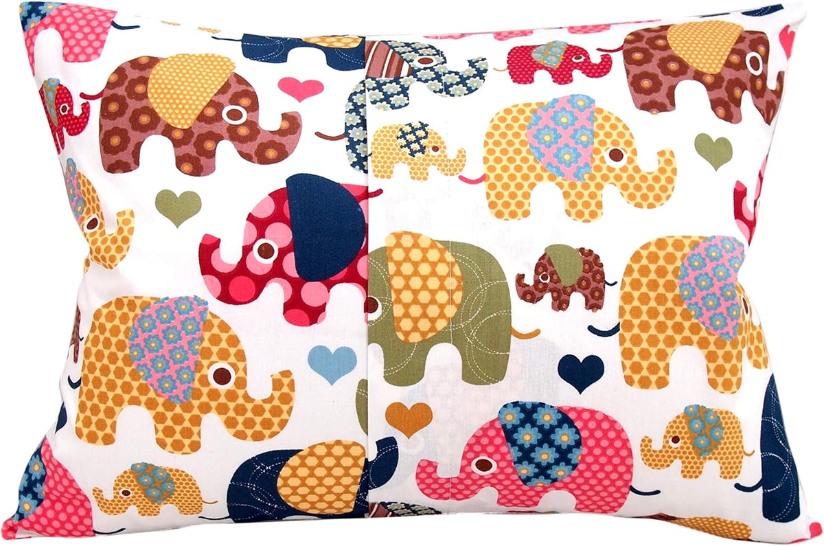Toddler Pillowcase 13 x 18 Cotton - Elephant Pillow Cases, Travel Pillow Case Cover for Kids