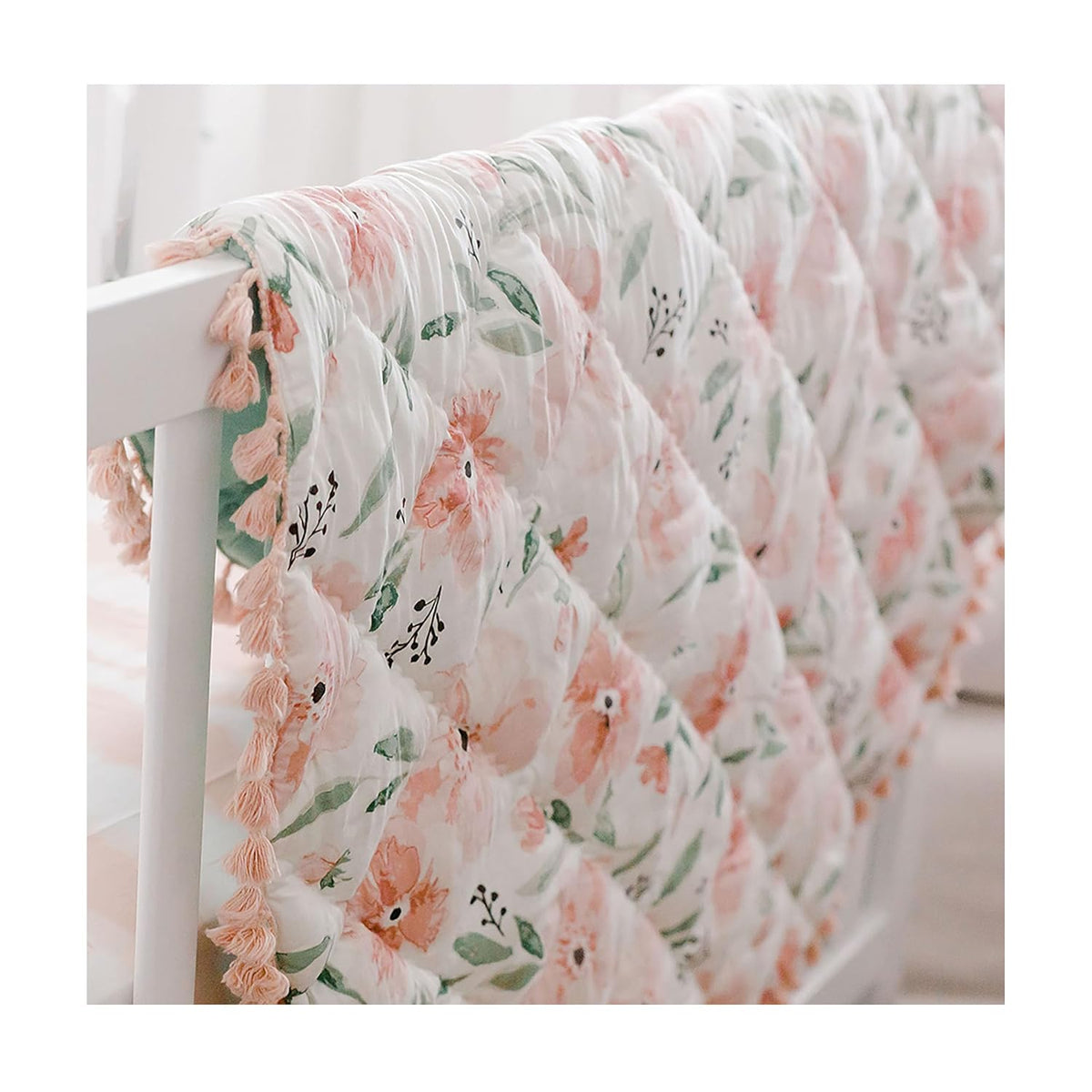 Crane Baby Padded Floor Mat, Pink Floral Nursery Decor, Activity Mat, 40" x 40", Baby Tummy Time