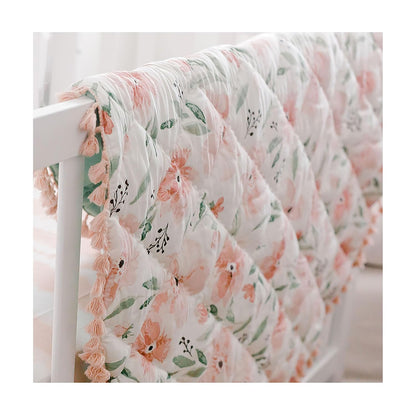 Crane Baby Padded Floor Mat, Pink Floral Nursery Decor, Activity Mat, 40" x 40", Baby Tummy Time