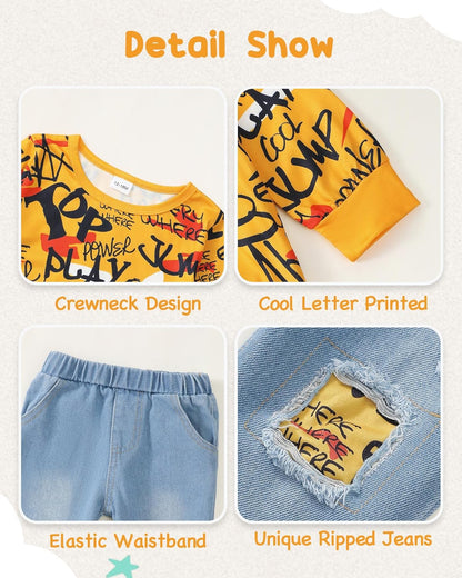 Toddler Baby Boy Outfits Fall Winter Clothes Color Block Long Sleeve Sweatshirt Tops + Jogger Pants