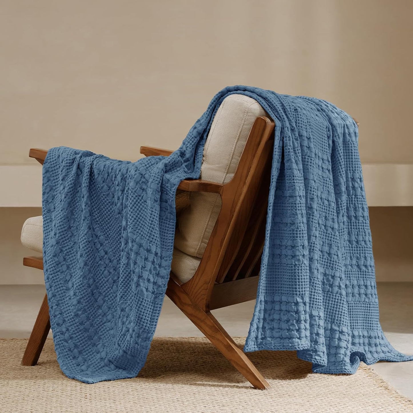 PHF 100% Cotton Waffle Weave Throw Blanket, Soft Lightweight Breathable Cozy Summer Throws for