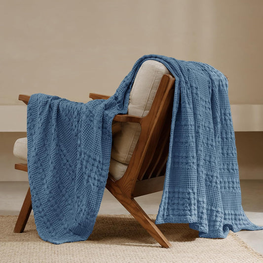 PHF 100% Cotton Waffle Weave Throw Blanket, Soft Lightweight Breathable Cozy Summer Throws for