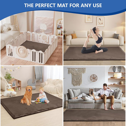 Baby Play Mat for Floor,1.3" Thick Memory foam Tummy Time Mat,Soft Coral Velvet Nursery Rug,Extra