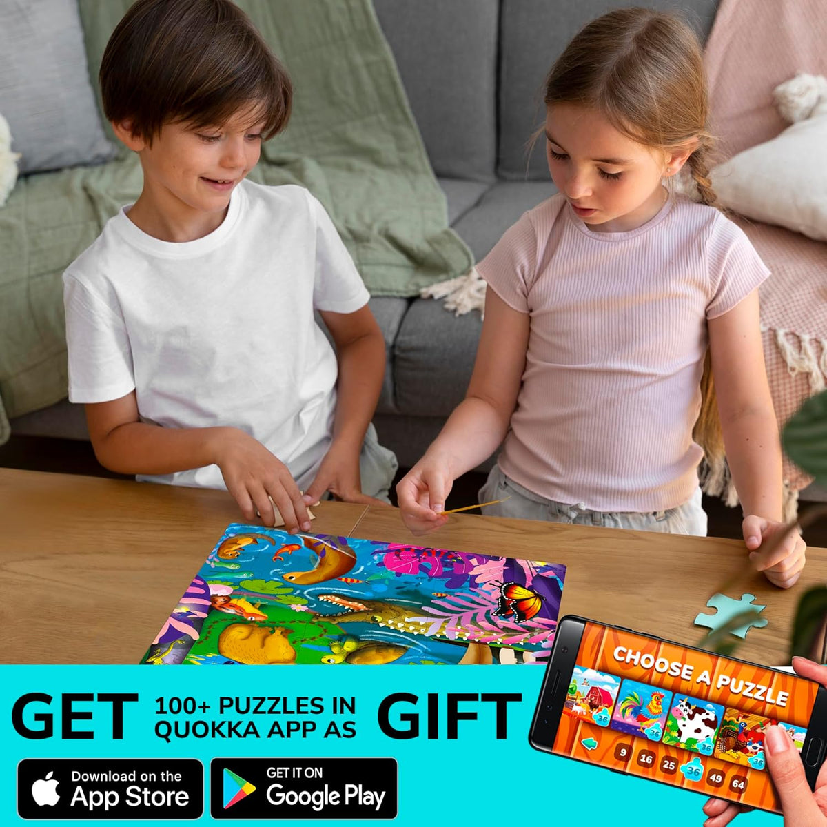 QUOKKA Puzzles for Toddlers 4-6 – 4 x 48 Pieces Jigsaw Puzzles for Kids Ages 3-5 – Learning