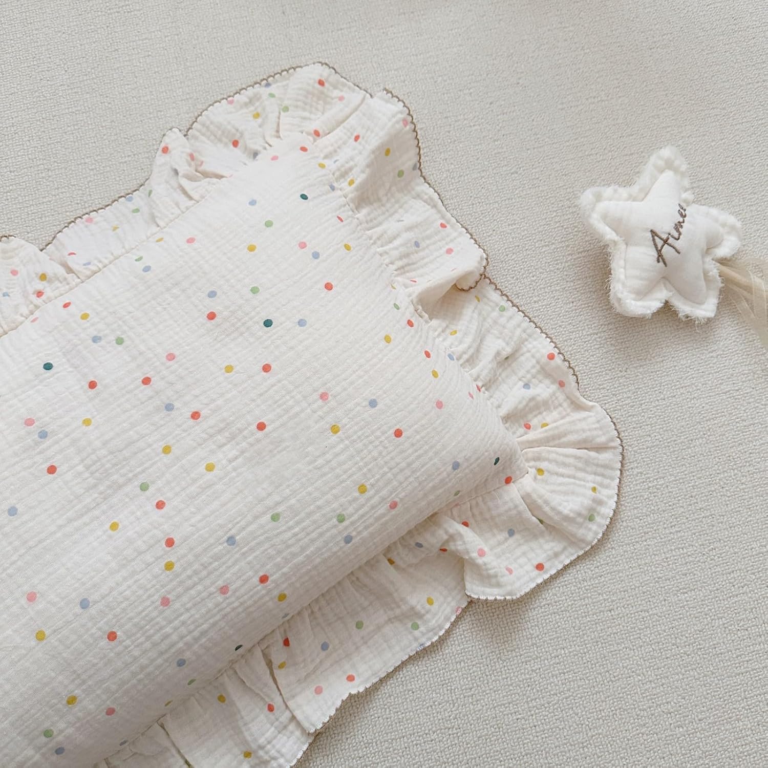 BuLuTu Kids Toddler Pillowcases Muslin Cotton Toddler Pillow Cases Colorful Dots Pattern, Girls