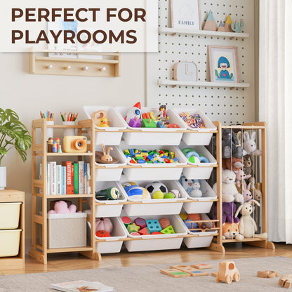 Toy Storage Organizer with Bookshelf and Stuffed Animal Storage - Kids Playroom Organization with