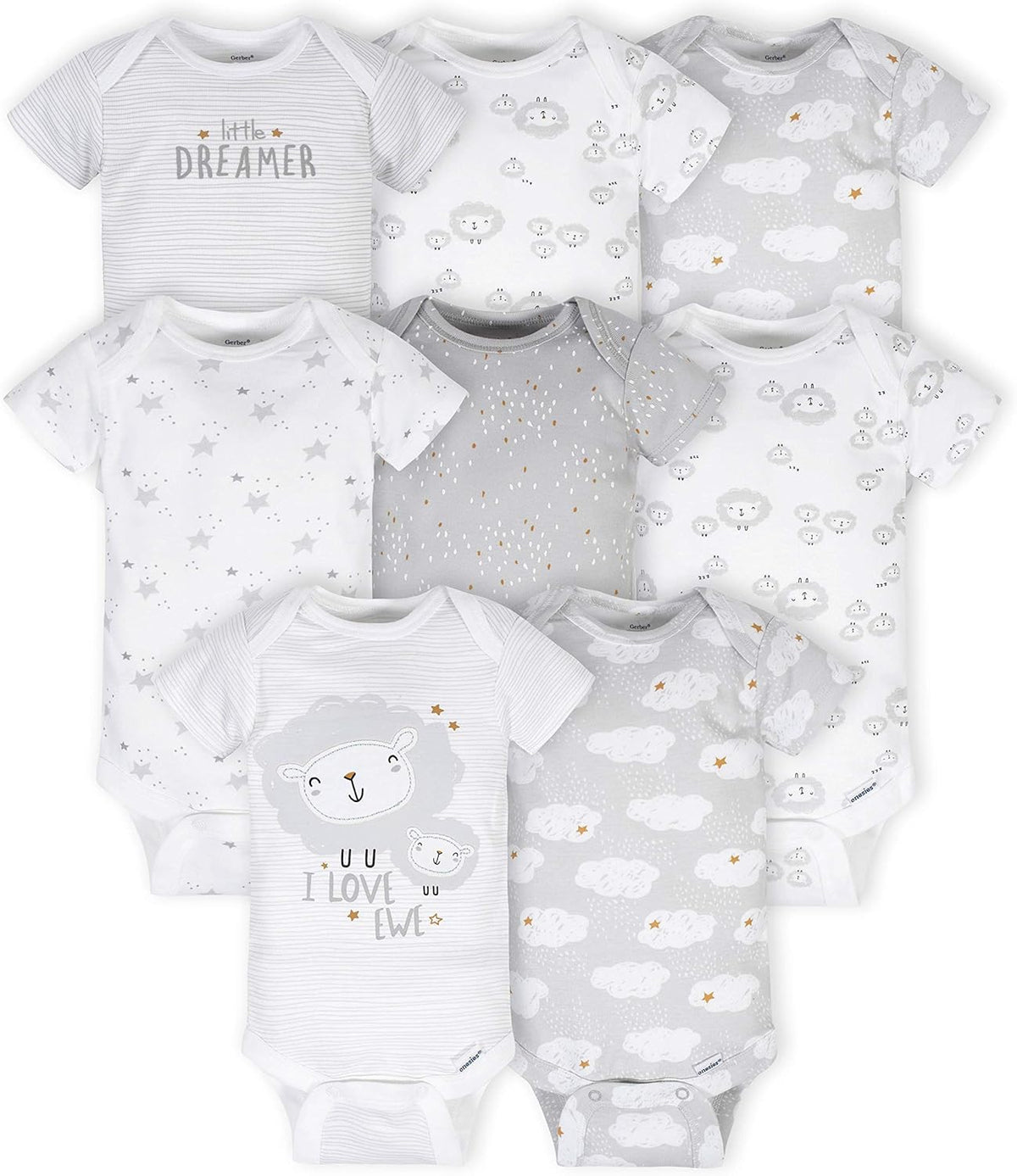 Gerber Baby 8-Pack Short Sleeve Onesie Bodysuits