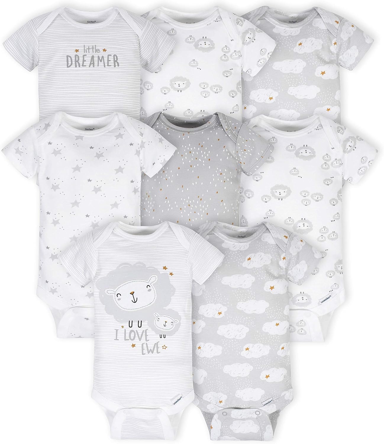 Gerber Baby 8-Pack Short Sleeve Onesie Bodysuits