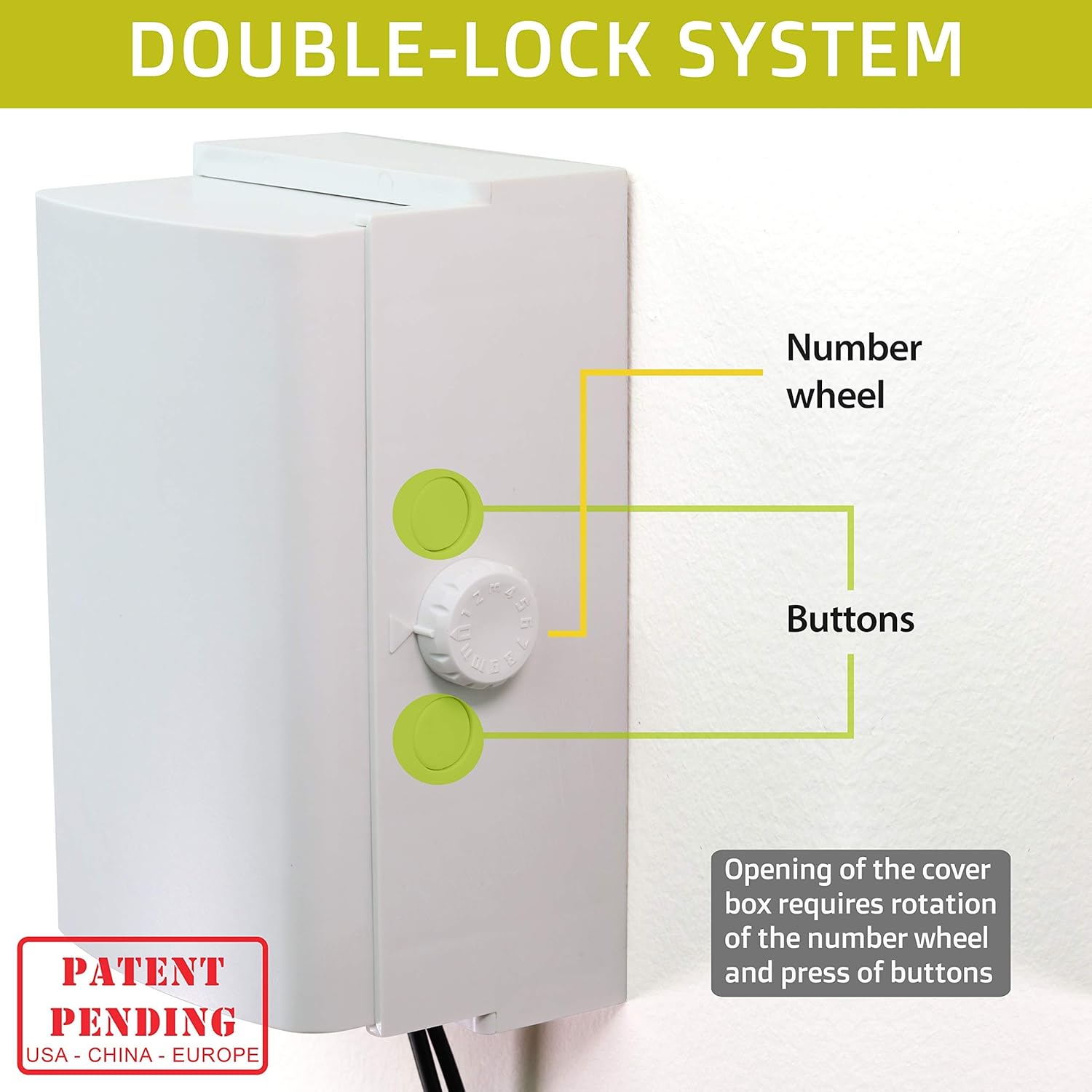Baby Safety Outlet Cover BOX [Patent Pending] Double Lock for Much Better Toddler Proofing, Easier