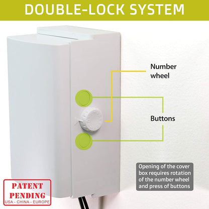 Baby Safety Outlet Cover BOX [Patent Pending] Double Lock for Much Better Toddler Proofing, Easier