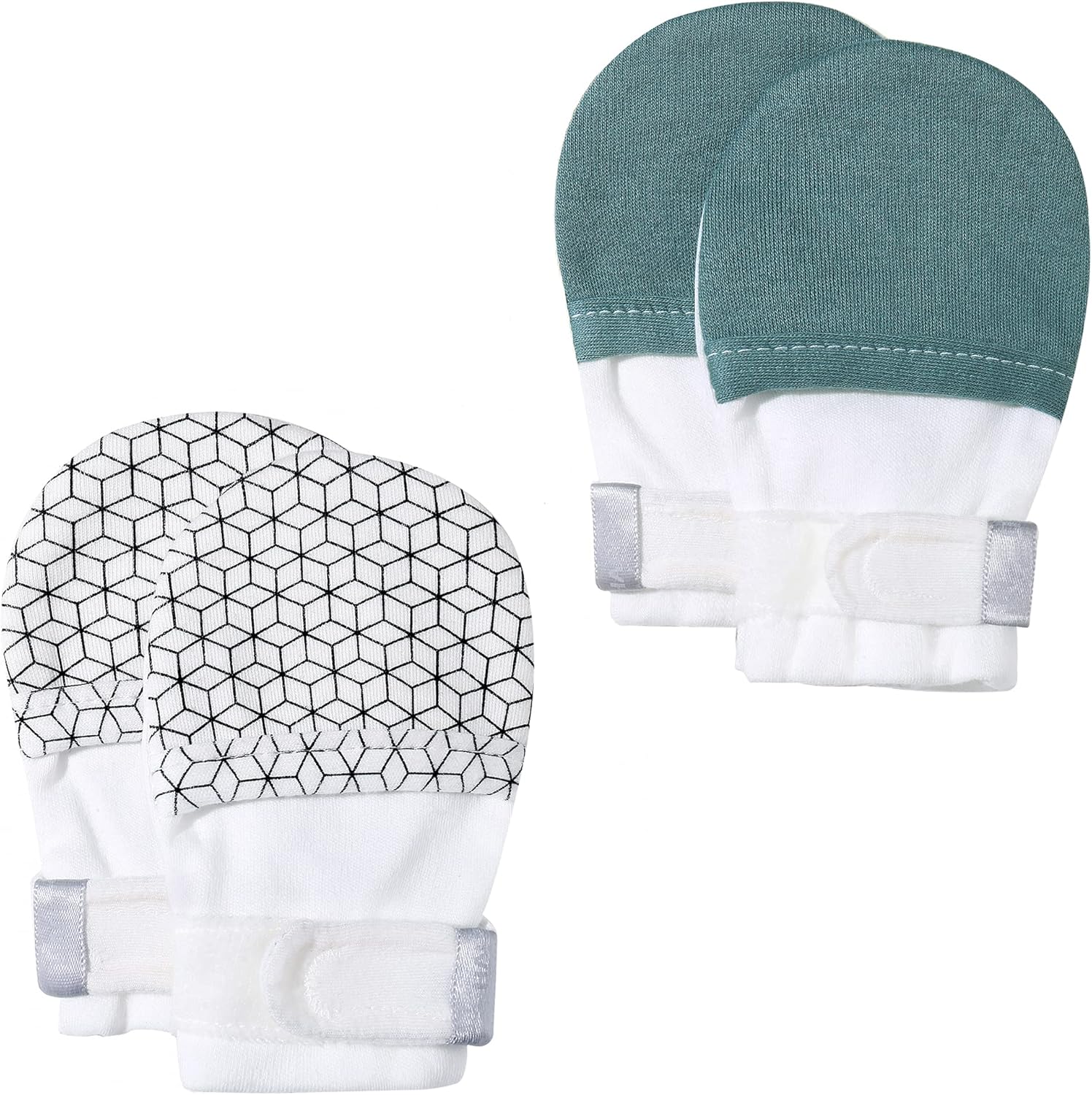 HAPIU Baby No Scratch Mittens Stay On, 100% Cotton Breathable, Adjustable Infant Gloves for Boys