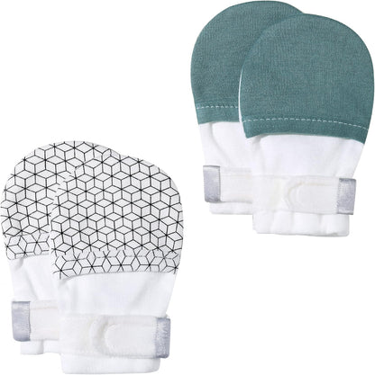 HAPIU Baby No Scratch Mittens Stay On, 100% Cotton Breathable, Adjustable Infant Gloves for Boys