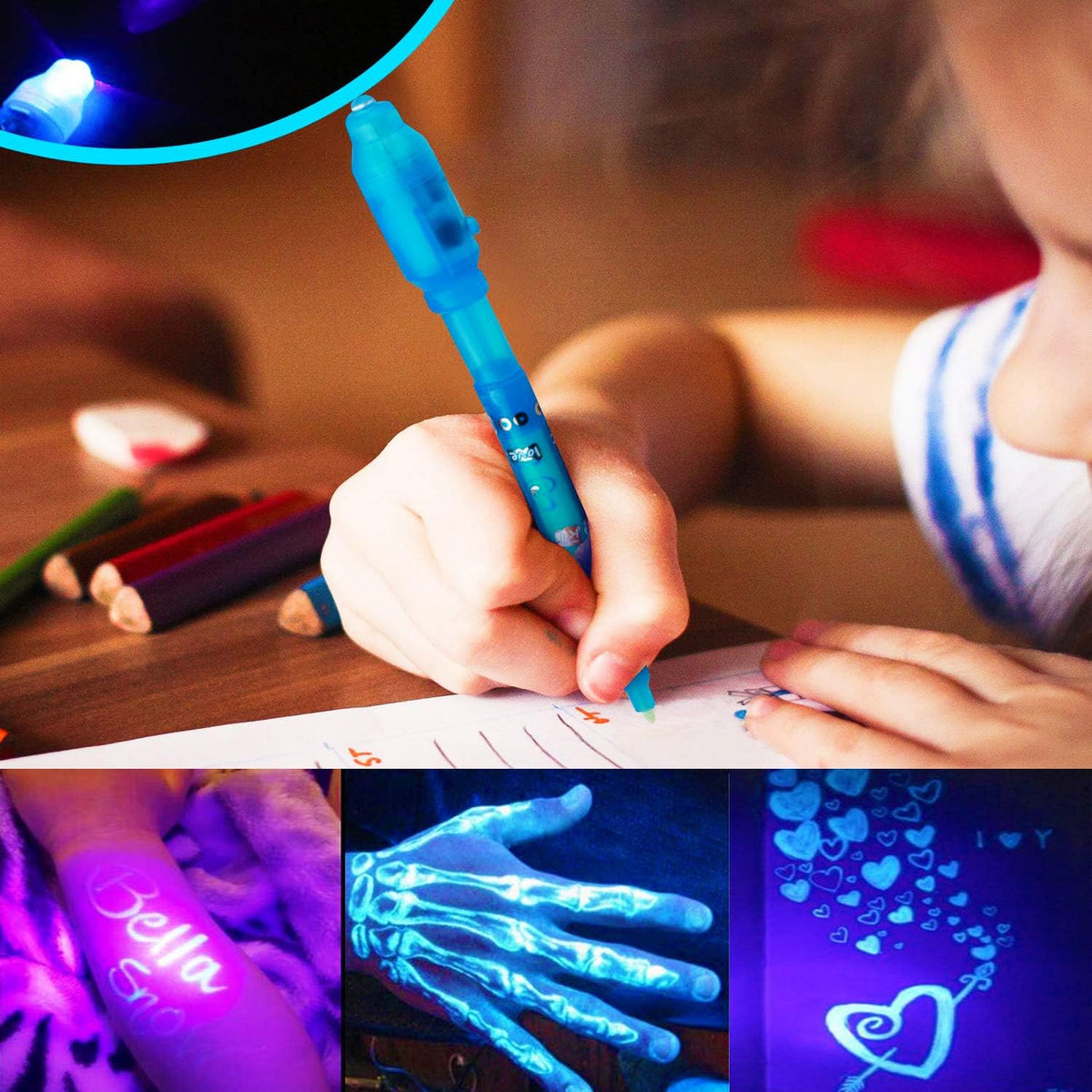 Invisible Ink Pen 24Pcs Spy Pen with UV Light Magic Marker Kid Pens for Secret Message and Birthday