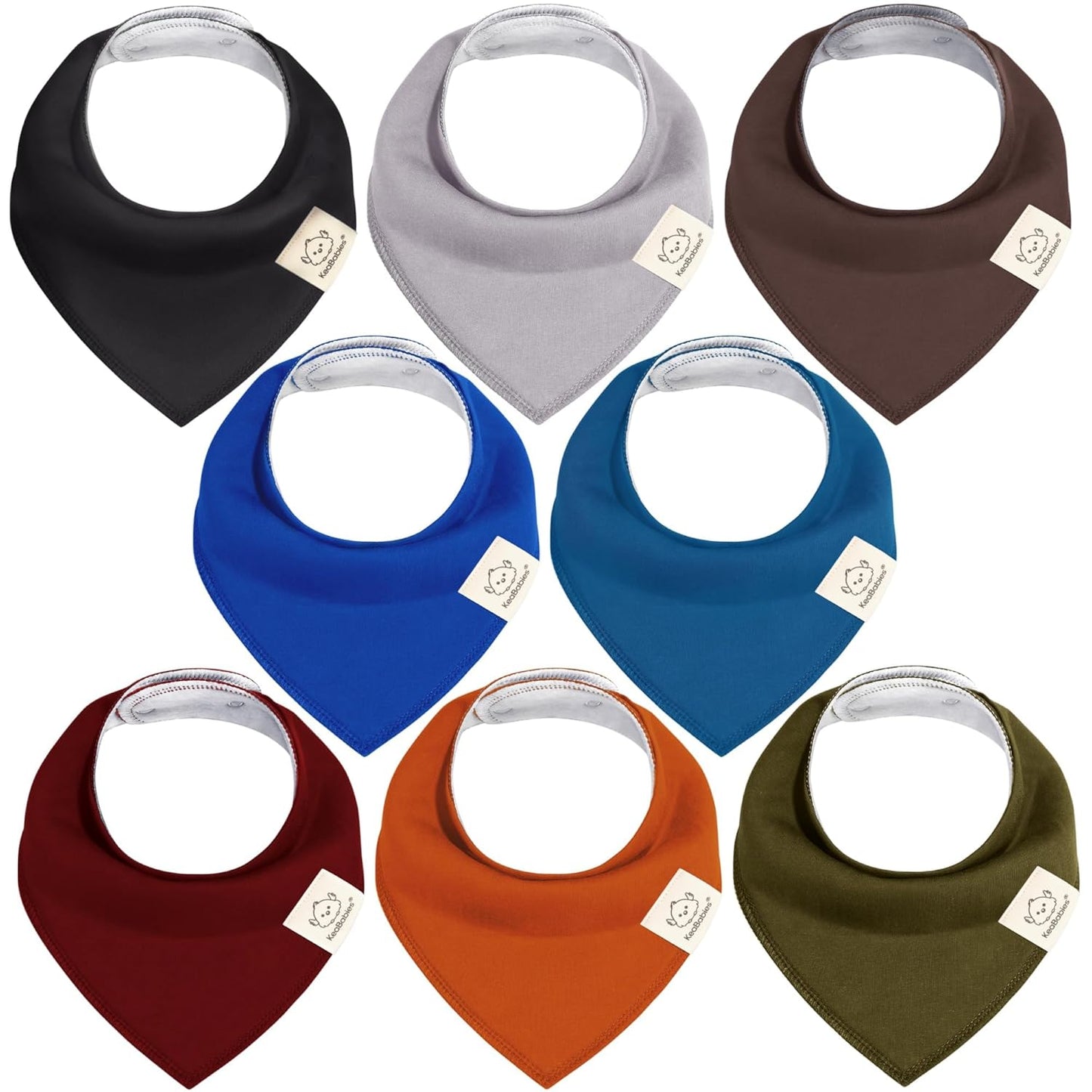 8-Pack Organic Baby Bandana Bibs for Boys, Girls - Super Absorbent Triangle Baby Bibs for Drooling
