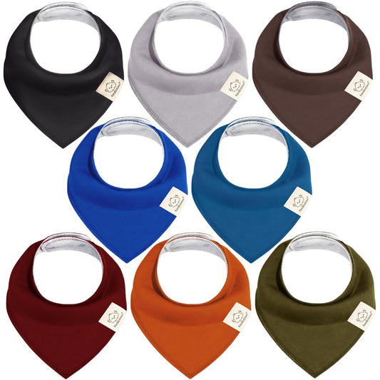 8-Pack Organic Baby Bandana Bibs for Boys, Girls - Super Absorbent Triangle Baby Bibs for Drooling