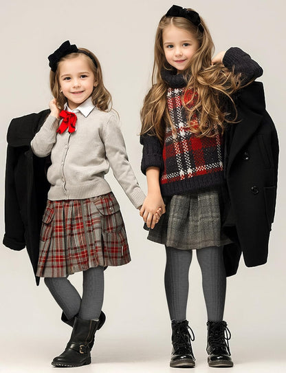 Baby Girls Tights Cable Knit Toddler Leggings Winter Solid Cotton Tights School Stockings 2 Pack