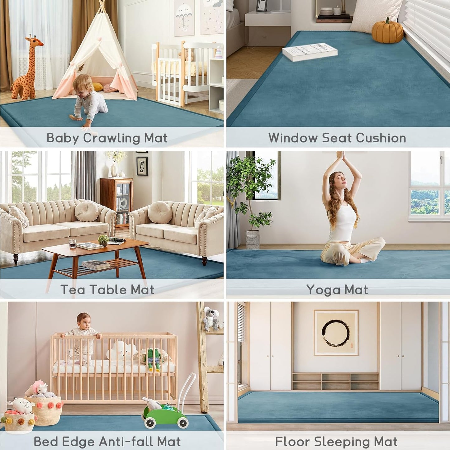 Baby Play Mat for Floor Tummy Time Nursery Rug Muscle Area Rug Playroom Rug Tatami 50 * 50" Memory