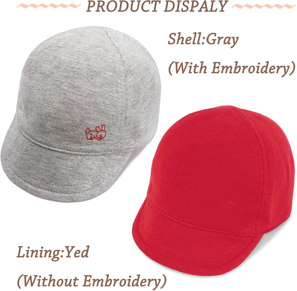 Keepersheep Baby Reversible Baseball Cap Infant Sun Hat, Cotton Knit Soft Brim for Infant Toddler