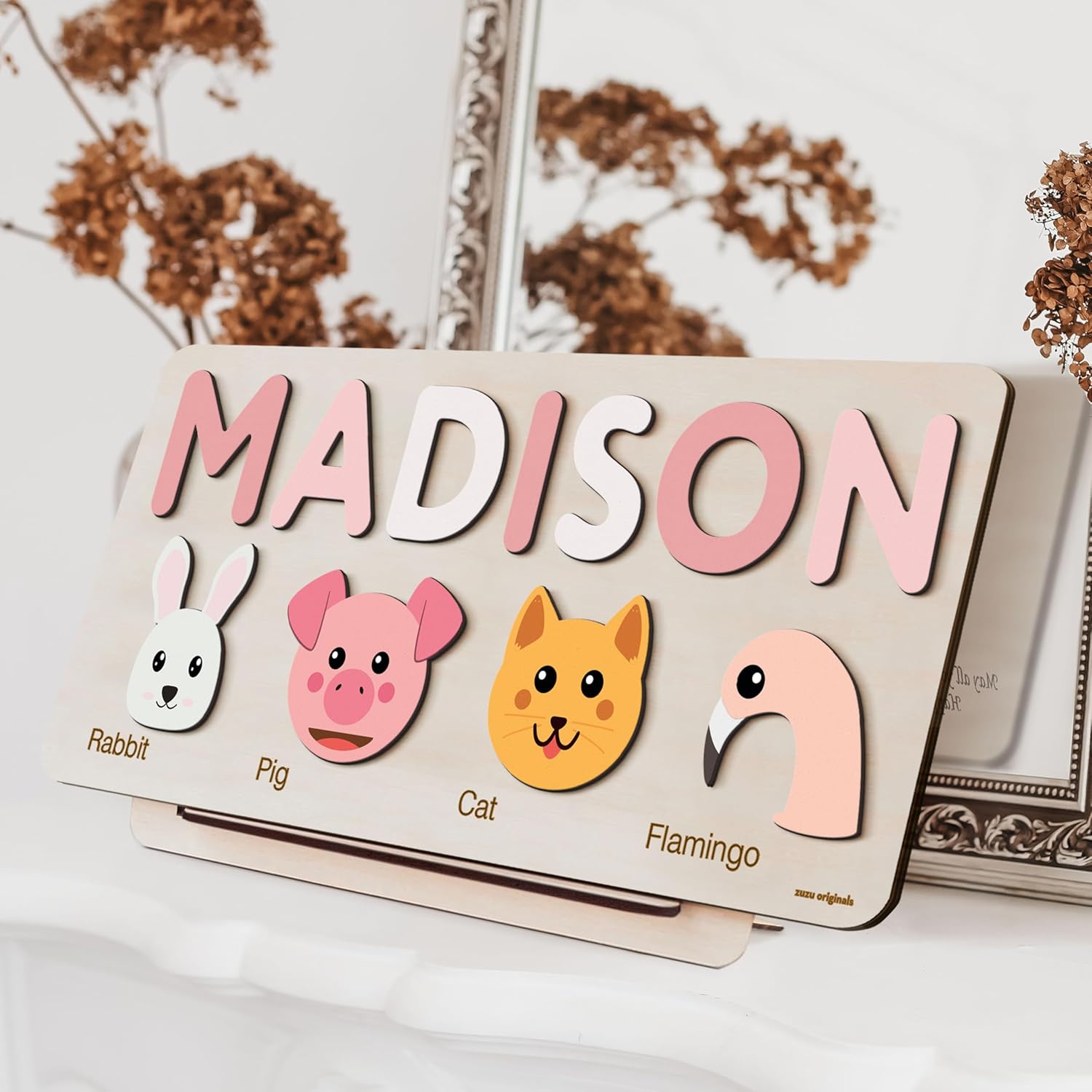 Personalize Name Puzzle for Toddler with Animal, Baby Gift for Girl and Boy 0 1 2 3 Year Old