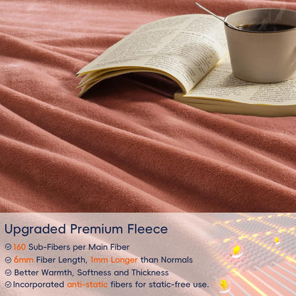 PHF Ultra Soft Fleece Blanket Queen Size, No Shed No Pilling Luxury Plush Cozy 300GSM Lightweight