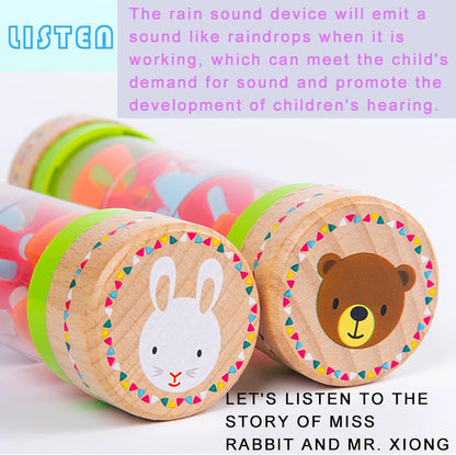 BIUWING Rainmaker Rain Sticks, Mini Wooden Musical Shake, Beaded Raindrops - Turn Over and Watch