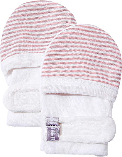 HAPIU Baby No Scratch Mittens Stay On, 100% Cotton Breathable, Adjustable Infant Gloves for Boys