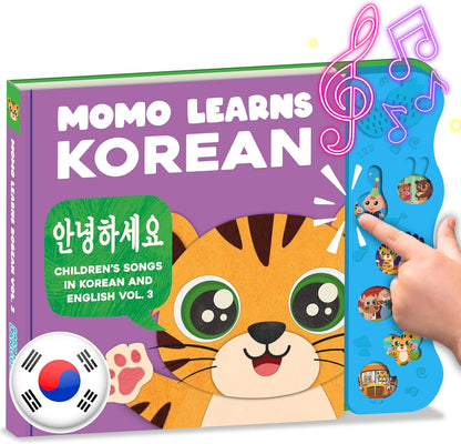 New! Learn Korean for Kids, Momo Learns Korean Vol. 3, Bilingual Korean Baby Book for Kids, Babies