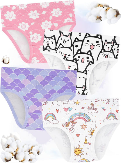Girls' Underwear,Soft Cotton Tagless Panties for Toddlers' & Little Kids Comfort,Breathable