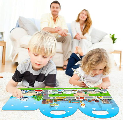 Reusable Sticker Books for Toddlers 1-3, Jelly Sticker Books for Kids 2-4, Vehicle Stickers for Kids