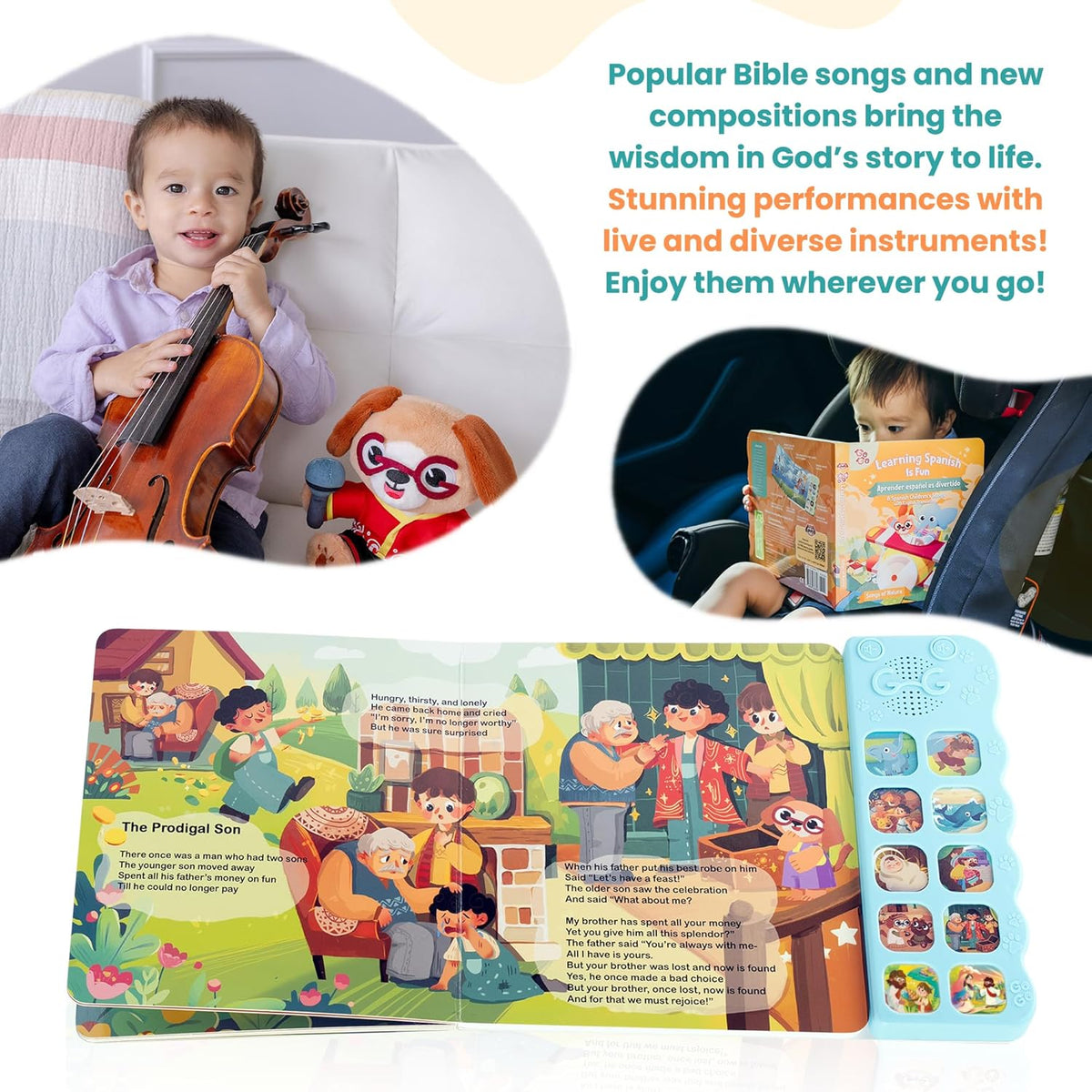 GO GO Bible Story Songs: 10 Toddler Songs, Christian Toys for Toddlers 3-5, Sound Books for
