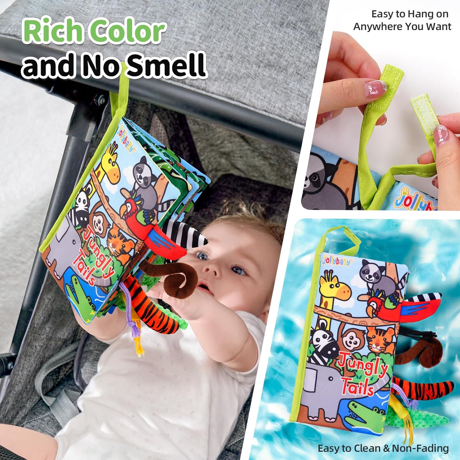 Jollybaby Crinkle Books for Babies, Sensory Soft Touch and Feel Baby Toys for 0-6 Months Infants