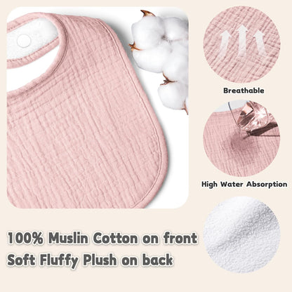 Susurration Muslin Baby Drool Bibs 10Pack Soft Square Adjustable Bandana Bibs for Unisex Baby Girls
